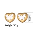 Golden heart earrings featuring white shell butterfly inlay, 1.4cm height and 5.2g weight - Gold Hollow Butterfly Heart Stud Earrings (JZE839-02)