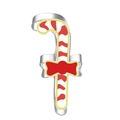 Macro detail of silver candy cane cookie cutter with red bow and stripe patterns - Candy Cane 7330