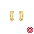 Golden S925 sterling silver hoop earrings with small white zircon pavé details - Pavé Set Zircon Hoop / Gold