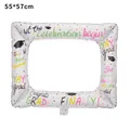 Detailed view of graduation theme foil balloon frame with festive motifs and grad messages - New White Graduation Photo Frame