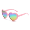 Pink heart-shaped sunglasses with stylish rainbow gradient lenses for women - Pink Frame Multicolor Mirror Polarized