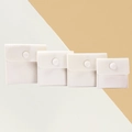 Cream microfiber jewelry pouch set with snap closure in four graduated sizes - Snap Button Style / 7*7cm / Off White