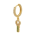 Orecchini a cerchio con chiave dorata e pavé di zirconi bianchi e verdi scintillanti - Chiave d'Oro con Zircone Verde