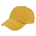 Detail of a mustard yellow vintage baseball cap showing twill cotton texture and seams - Adjustable / Yellow