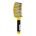 Yellow curved vented hair brush with boar bristles and non-slip rubber handle - Yellow Rubber Paint Boar Bristle Vented Brush