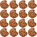 Set di 16 toppe ricamate a forma di biscotto al cioccolato con viso buffo per abiti - Set da 16 Pezzi Biscotti Morsi Sorridenti