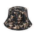Schwarzer Anglerhut mit goldenem Barockmuster, Kettenprint und Leopardenelementen - Barocke Goldkette (D)