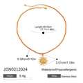 Orange bead stainless steel sun pendant necklace with 45 plus 5cm chain detail - Orange Beaded Sun Pendant Style (JDN0212024)