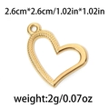 Polished golden heart pendant in 304 stainless steel with 2.6cm dimensions - TP0766-Gold-2.6x2.6cm