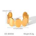 Detailansicht eines goldenen Edelstahl-Armreifs mit Breiten- und Gewichtsangaben - Ovalplatten-Glied (OD-B20256)