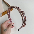 Double-layered headband with purple and champagne faux crystals in a woven design - Double Layer Full Diamond Style / Burgundy
