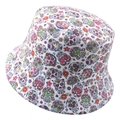 Double-sided tie-dye bucket hat featuring colorful skull and floral prints on white base - 58cm / Sugar Skull Floral
