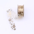 Sheer daisy pattern organza ribbon with gold and silver stamping on a spool for gift wrapping - Large Daisy / 10m