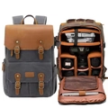 Waterproof canvas photography backpack with large capacity storage for DSLR and drones - Drone Version / Grey Black