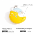 Cartoon moon pendant alloy charm in yellow with blue sleeping cap for DIY jewelry - Blue Sleeping Hat Moon Style (PJ92248SA)