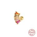 S925 sterling silver gold stud earring with gradient colorful zircon stones and ball back - Gold Rainbow