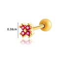 Gold stainless steel cartilage stud with red zircon flower pendant measuring 0.38cm - Gold Rose Red (HSPJ0175)