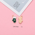 Christmas glove alloy pendant in green and white enamel with golden rim finish - Green Glove (F310-1) / 10 Pieces/Pack (10*19mm)