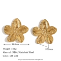 Minimalist 18K gold plated stainless steel floral stud earrings with brushed texture - Brushed Petal Flower Stud Earrings - Gold