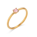 Minimalist 18K gold plated stainless steel ring with a round pink birthstone - Light Pink