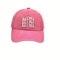 Pink washed cotton baseball cap featuring triple row MINI white letter embroidery - MINI Style / Rose Red
