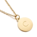 Collier minimaliste en acier inoxydable doré avec pendentif gravé de la lettre C majuscule - Lettre C