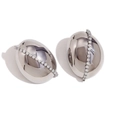 Boucles d'oreilles argentées en acier inoxydable avec incrustation de zircone - Boucles d'Oreilles Clous Soudées en Chaîne de Zircone Ovale / Couleur Acier