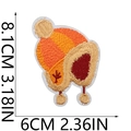 Detail view of orange winter hat embroidery patch with clear 8.1cm x 6cm dimensions - Yellow Knit Hat (C5CW-12-08)