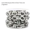 Men's hip hop silver stainless steel 11mm square link twist chain on spool - 11mm Square Wire O-Shape Chain*1 Meter