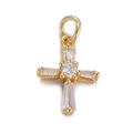 Collana con ciondolo a croce placcata oro hip-hop con pietre di zircone lucide - Croce Mosaico In Zirconia Rettangolare E Rotonda