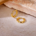 Minimalist round golden hoop earrings on elegant natural light stone background - Inner Diameter 10mm / Gold