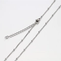 Silver adjustable stainless steel satellite bead chain necklace with heart tail pendant - Bead Chain / Steel