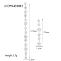 Silver stainless steel daisy tassel earrings with asymmetrical floral drop design - Silver Asymmetric Style (JDEW2402012-S)