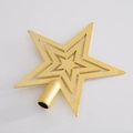 Puntale a stella dorata glitterata con design traforato per decorazioni natalizie - Punta albero a stella cava dorata da 10 cm (PS-001)