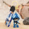 Blauer taktischer Soldaten-Schlüsselanhänger mit Tarnband und goldenem Ring - Blau
