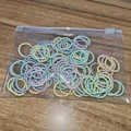 Colorful macaron elastic hair bands in transparent bag on wooden surface macro shot - 3# Light Color 2cm Dot Rings 100Pcs Daisy Bag