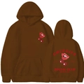 Felpa con cappuccio marrone scuro con stampe Cherry Social Club fronte e retro - Taglia S / Caffè