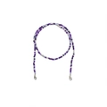 Vintage eyewear chain with purple crystal beads and lobster clasps on white background - Purple