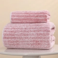 Plush coral fleece towel set with pink and white stripes for bath and fitness - Narrow Stripe Style / Towel (35*75cm) / Pink