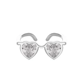 Unique heart-shaped sunglasses ring in silver metal with clear cubic zirconia stones - Silver Heart Zircon Sunglasses Ring (K-1468)