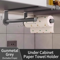 Gunmetal grey kitchen cabinet paper towel rack with wall-mounted hook design - Gunmetal Grey Under Cabinet - 2 Pack