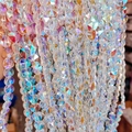 AB coated heart-shaped crystal glass faceted beads for DIY jewelry making - 10mm Straight Hole / Light of Heaven
