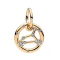 Gold plated S925 sterling silver zodiac pendant charm with white cubic zirconia stones - Leo