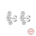 Sparkling S925 sterling silver cluster flower stud earrings with clear zircon stones - Flower Cluster / Platinum Plated