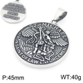 Silberner St. Michael Schutzpatron der Polizei Anhänger mit 45mm Durchmesser und 40g Gewicht - Silberner St. Michael Anhänger - Ohne Kette (KP116662-MZOZ)
