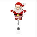 Retractable badge reel featuring a festive Santa Claus design with red glitter finish - Santa Claus Style B