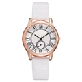 Γυναικείο ρολόι χαλαζία rose gold με λευκό ρωμαϊκό καντράν και λουράκι κροκόδειλου - Μόνο ρολόι / Λευκό