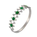 Bracciale rigido geometrico argento con intarsi in malachite e placcatura in oro 18k - Argento Verde