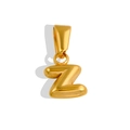 Close-up of polished 18K gold plated stainless steel letter Z bubble pendant charm - Letter Z - Gold