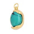 Oval turquoise pendant with gold-toned crescent moon setting and textured metal detail - K325760-Gold Turquoise Gemstone